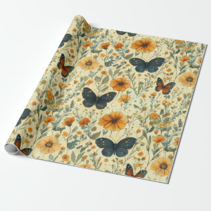Vintage Butterfly Wildflower (7) Wrapping Paper