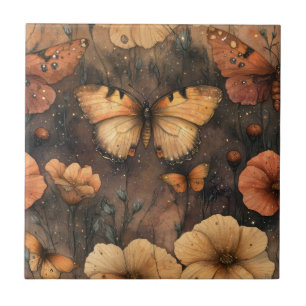 Vintage Butterfly Wildflower (8) Ceramic Tile