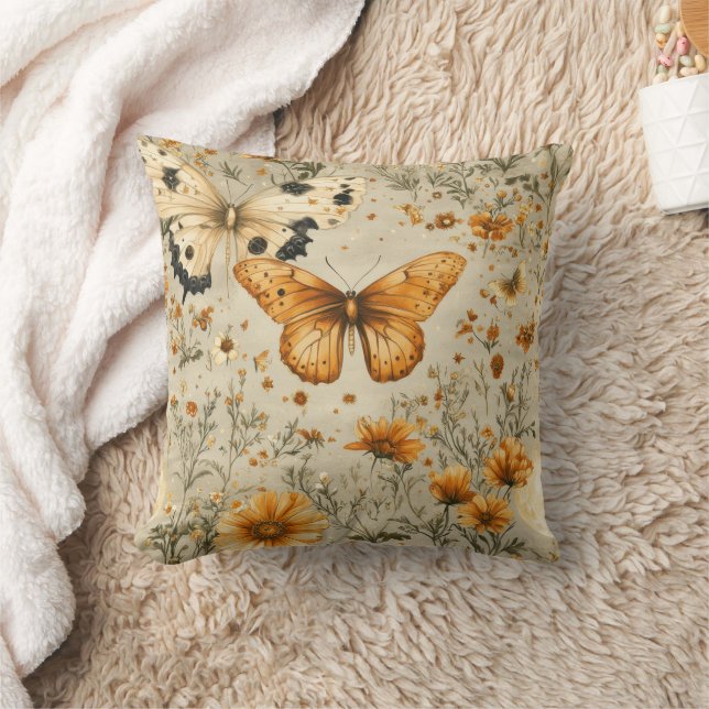 Vintage Butterfly Wildflower (9) Cushion (Blanket)