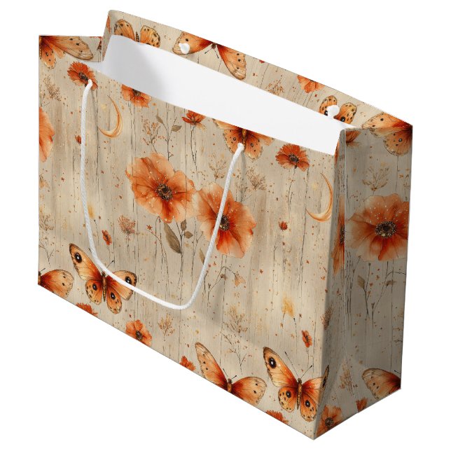 Vintage Butterfly Wildflower (9) Large Gift Bag (Front Angled)