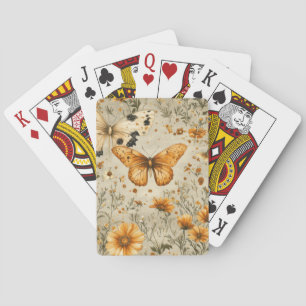 Vintage Butterfly Wildflower (9) Playing Cards