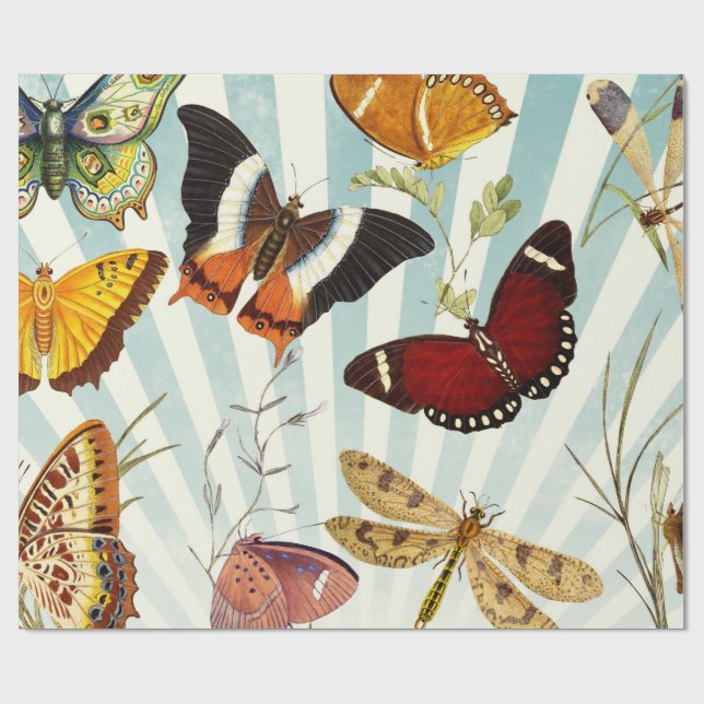 Vintage Butterfly Wrapping Paper (Flat)