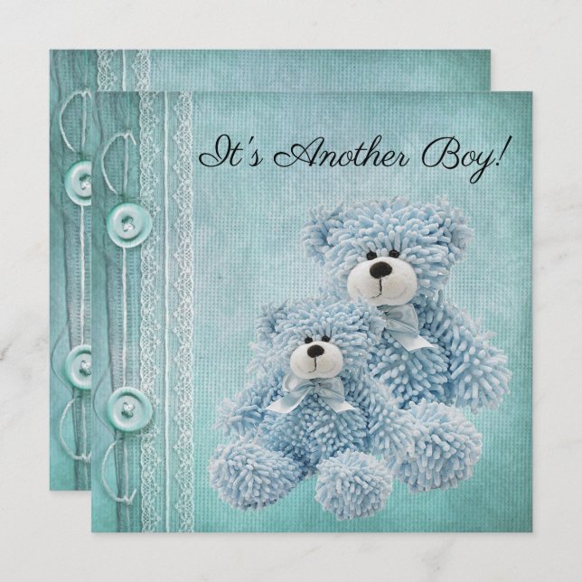 Vintage Button, Lace & Teddy Bears  Baby Sprinkle Invitation (Front/Back)