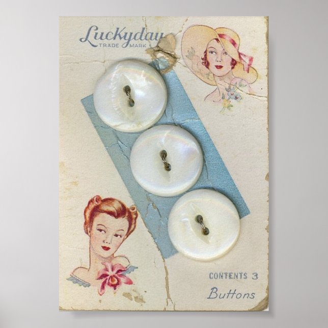 Vintage Buttons and Ladies Poster (Front)