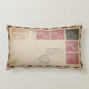 Vintage By Air Mail Lumbar Pillow