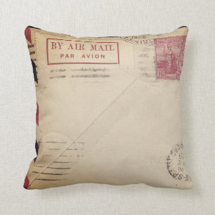 Vintage By Air Mail Throw Pillow