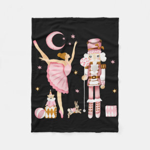 Vintage Byllet Nutcracker Christmas Pink Xmas Wome Fleece Blanket