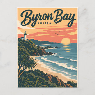Vintage Byron Bay Australia Lighthouse Beach Postcard