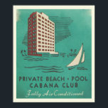 Vintage Cabana Club Miami Travel Poster<br><div class="desc">Colourful retro beach Cabana Club collection created using a matchbox.</div>
