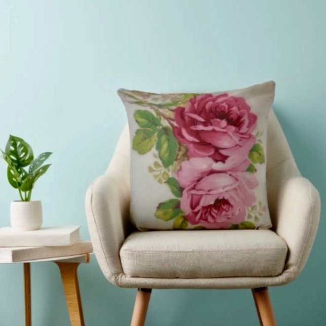 Vintage Cabbage Rose Elegance  Cushion (Creator Uploaded)
