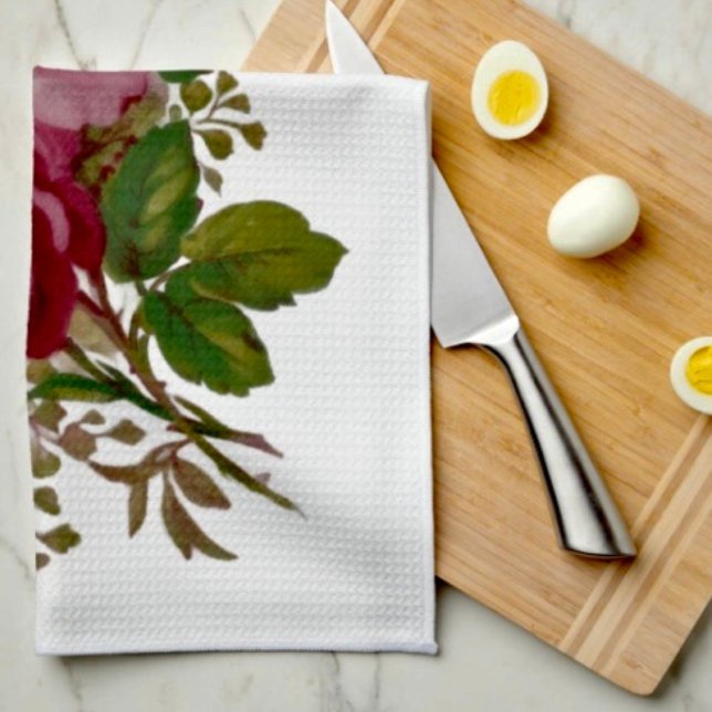 Vintage Cabbage Rose Elegance  Kitchen Towels (Kitchen Towel 16”X24” poly-blend machine washable. )