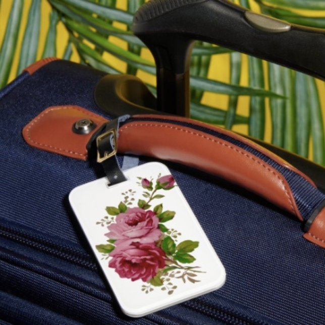 Vintage Cabbage Rose Elegance Luggage Tag (Creator Uploaded)