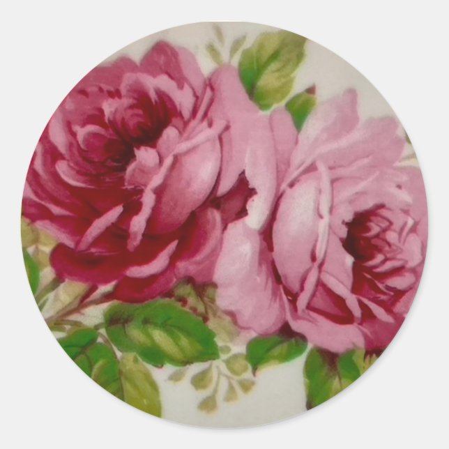 Vintage Cabbage Rose Elegance Sticker (Front)