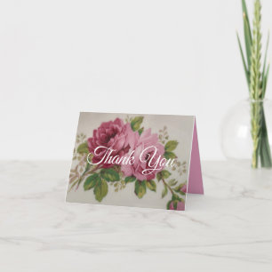 Vintage Cabbage Rose Elegance  Thank You Card