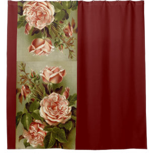 Vintage Cabbage Rose Flowers Floral Garden Shower Curtain