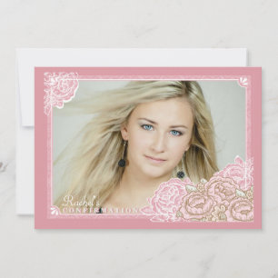 Vintage Cabbage Rose Photo Confirmation Invitation