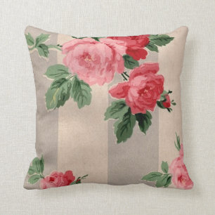 Vintage Cabbage Rose Wallpaper Cushion