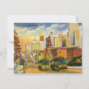 Vintage Cable Cars on San Francisco Hill Postcard