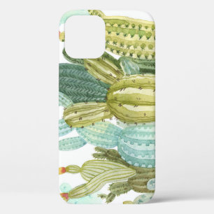 Vintage Cacti Blooming Watercolor Pattern iPhone 12 Case