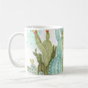 Vintage Cacti Blooming Watercolor Pattern Coffee Mug