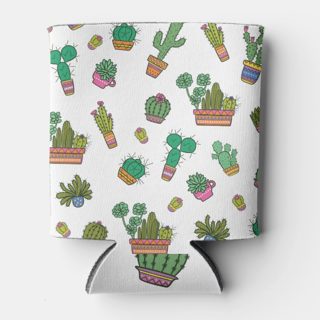 Vintage Cacti: Seamless Pattern Design. Can Cooler (Front)