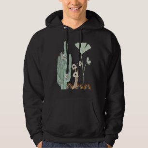 Vintage Cactus and Botanics Bohemian Pastel Colors Hoodie