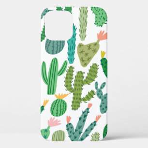 vintage cactus cute hand-drawn seamless pattern iPhone 12 case