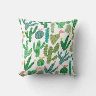 vintage cactus cute hand-drawn seamless pattern cushion