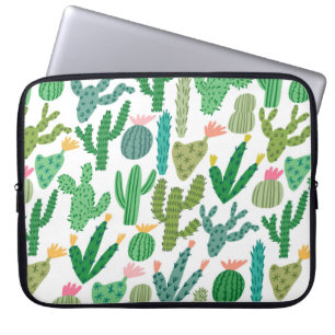 vintage cactus cute hand-drawn seamless pattern laptop sleeve
