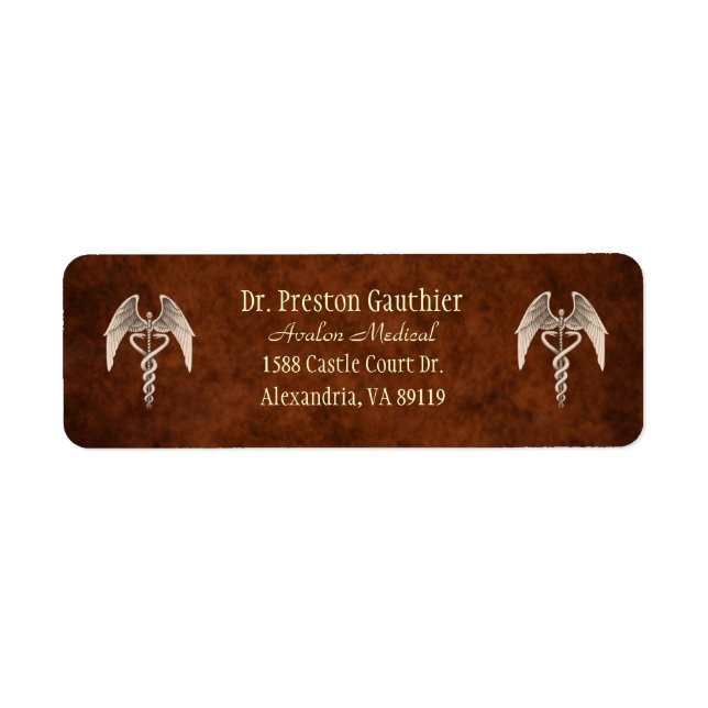 Vintage Caduceus Medical Symbol Address Labels (Front)