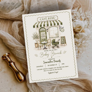 Vintage Café Baby Brunch Baby Shower Invitation