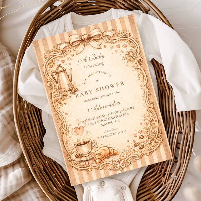 Vintage Café Baby Shower Invitation (Creator Uploaded)