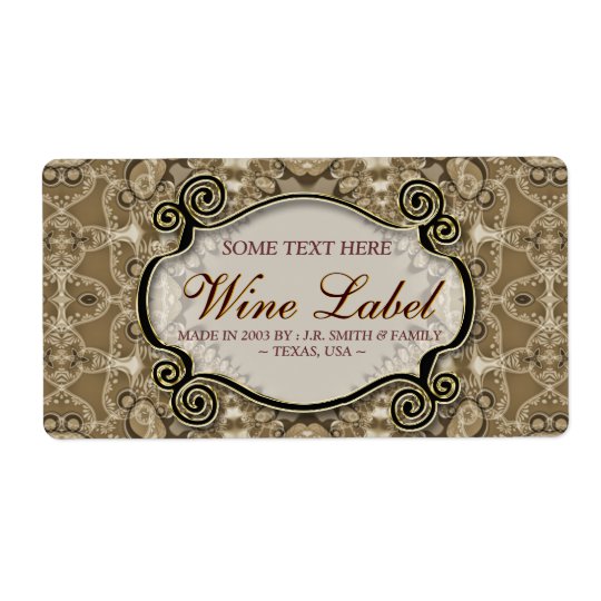 Vintage Cafe Latte Lace Wedding Wine Labels