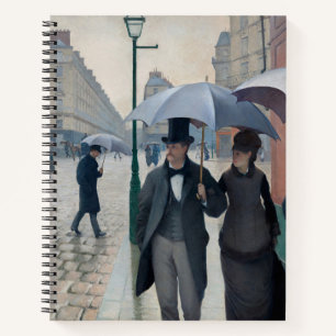 Vintage Caillebotte Paris Street Rainy Day Art Notebook