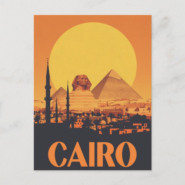 Vintage Cairo Sunset Postcard (Front)