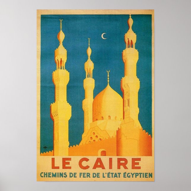 Vintage Cairo Travel Advertisement Poster (Front)