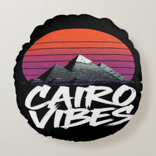 Vintage Cairo Vibes Egyptian Street Style & Trav Round Cushion