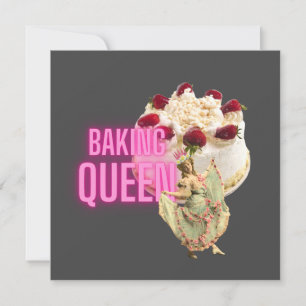 Vintage Cake Baking Queen Flat Greeting Card