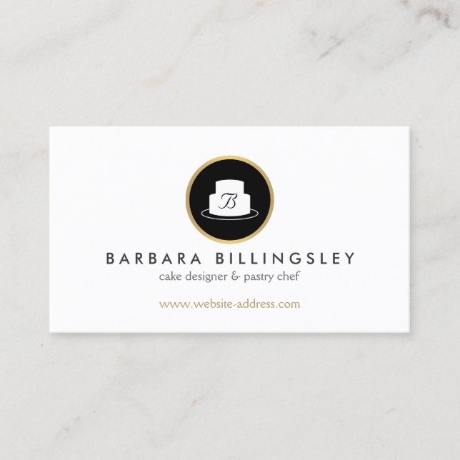 Vintage Cake Emblem Logo Bakery II Business Card (Front)