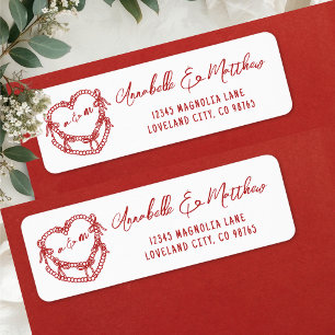Vintage Cake Hand Drawn Red Wedding Return Address Label