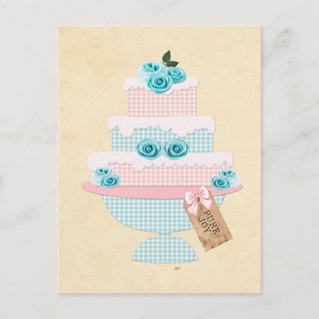 Vintage Cake layer with roses postcard cake (Front)