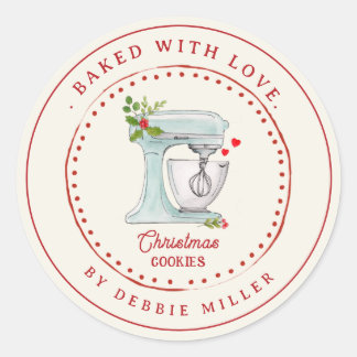 Vintage Cake Mixer Baked with love Holiday  Classic Round Sticker