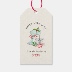 Vintage Cake mixer Holiday Bakers off white Gift Tags