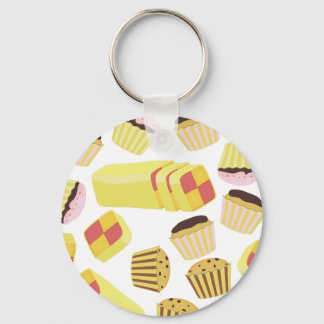 Vintage Cakes Pattern Key Ring