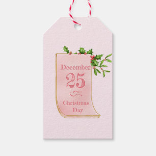 Vintage Calendar and Holly Gift Tag