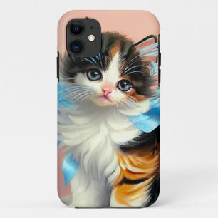 Vintage Calico Kitten Illustration iPhone 11 Case