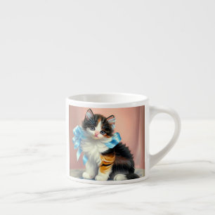 Vintage Calico Kitten Illustration Espresso Cup