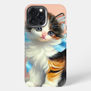Vintage Calico Kitten Illustration iPhone 13 Pro Max Case