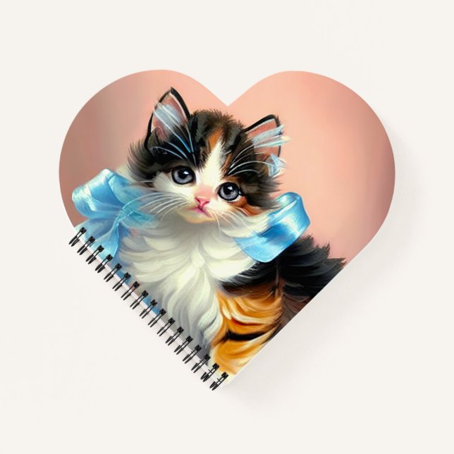 Vintage Calico Kitten Illustration Notebook (Front)