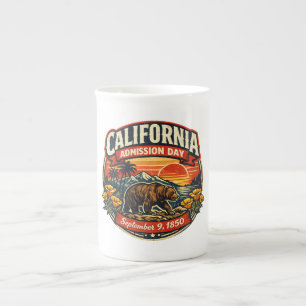 Vintage California Admission Day Retro Bear & Popp Bone China Mug